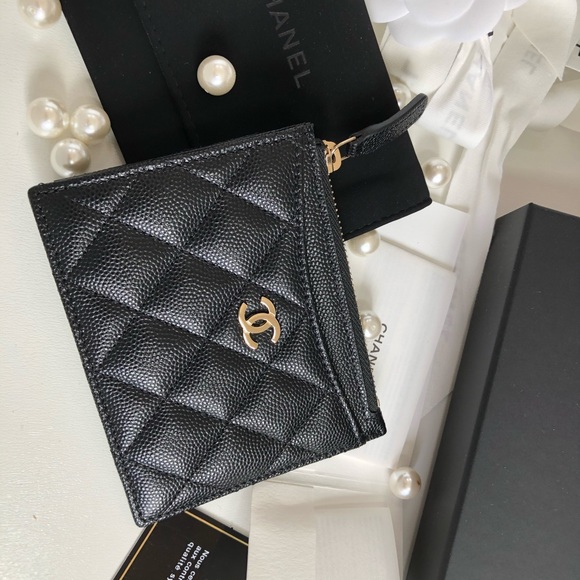 CHANEL Handbags - BNIB CHANEL ZIPPED CARD HOLDER GOLD HW WALLET